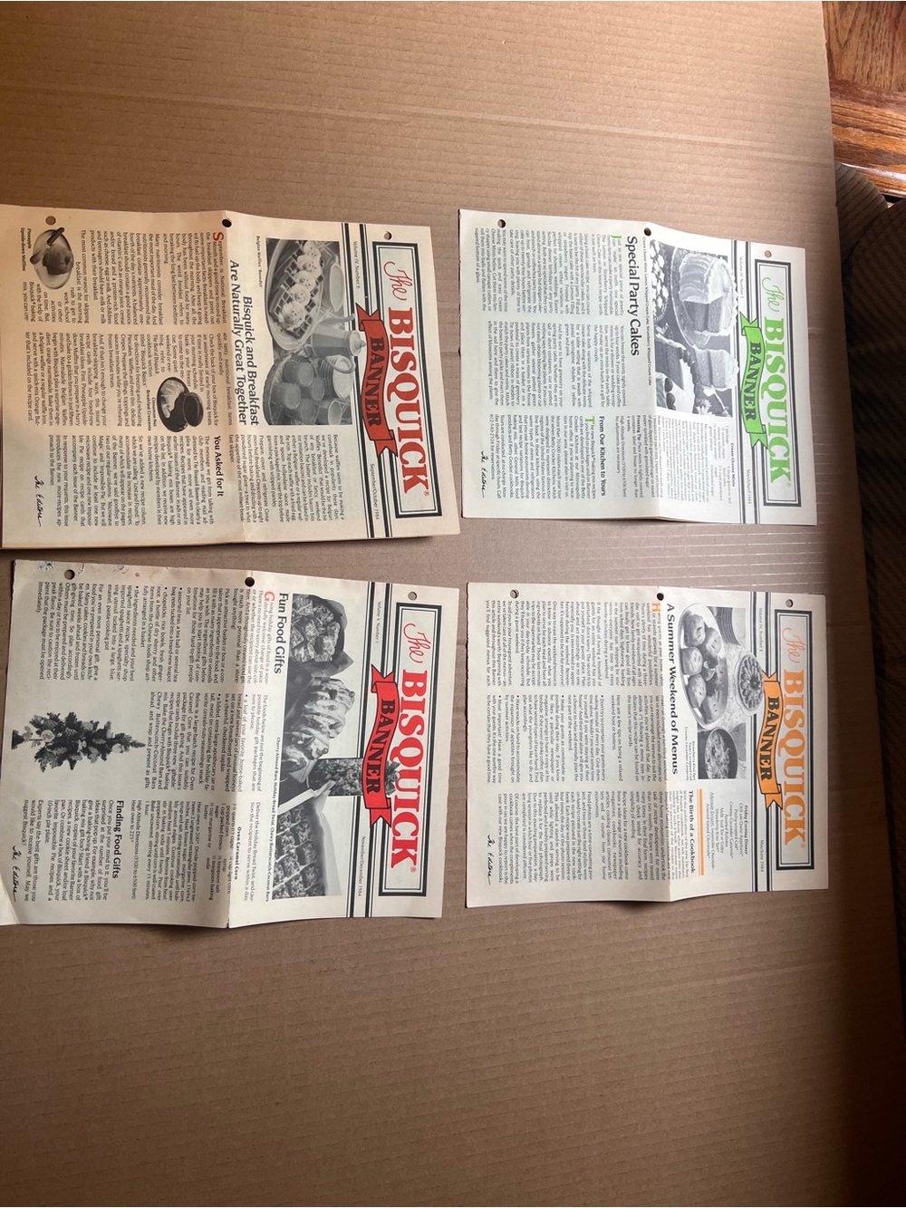 Bisquick Banner Recipe Inserts - Set of 4 (Red, Green, Orange) Vintage 1975